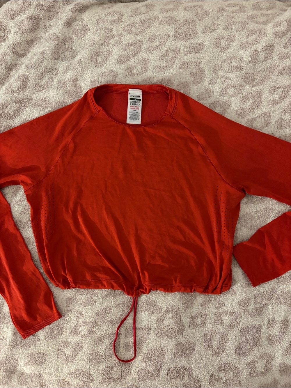 GymShark red long sleeve workout top M